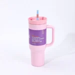 1,180ml Insulated Stainless Steel Car Cup with Handle & Straw