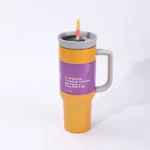 1,180ml Insulated Stainless Steel Car Cup with Handle & Straw