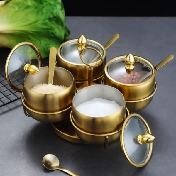Stainless steel pepper and salt shaker Pepper jar Restaurant Western table seasoning bottle Golden sprinkling box