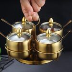 Stainless steel pepper and salt shaker Pepper jar Restaurant Western table seasoning bottle Golden sprinkling box - Image 4