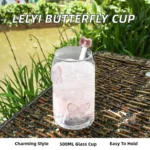 Lelyi Cute Butterfly Can Glass Cup