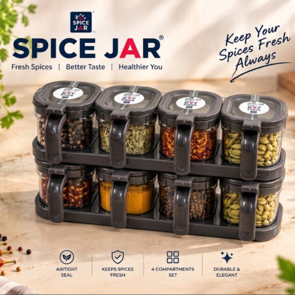 Spice Jar (৪টি পাত্রের মশলা রাখার সেট)।