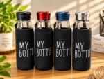Premium 500ml Clear Glass Water Bottle with Protective Insulated Sleeve & Leak-Proof Cap