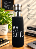Premium 500ml Clear Glass Water Bottle with Protective Insulated Sleeve & Leak-Proof Cap - Image 5